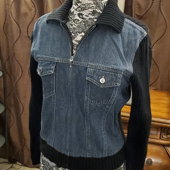 Marsh Landing petites denim/sweater jacket size PL - Picture 2 of 4